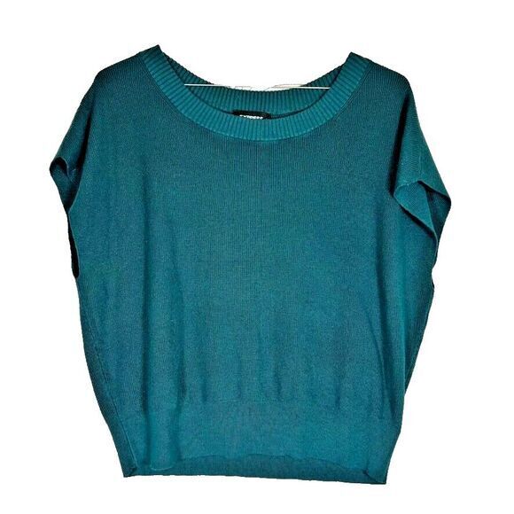 Express Short Sleeved Sweater Women’s Forest Green M - Picture 1 of 10